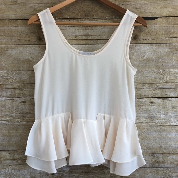 1. State Cream Peplum Tank - Picture 2 of 8